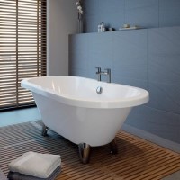 GRADE A1- Double Ended Freestanding Bath with Chrome Feet 1690 x 790 - Eclipse 