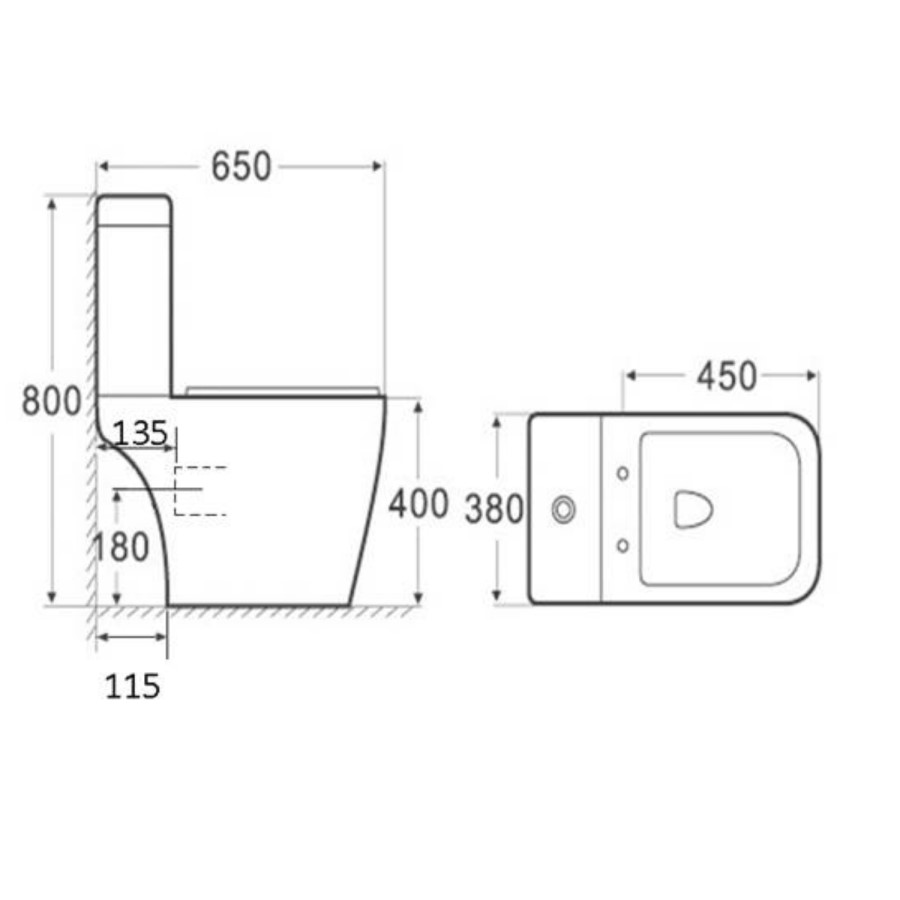 Grade A1 - Close Coupled Short Projection Toilet with Wrap Soft Close Seat - Austin 