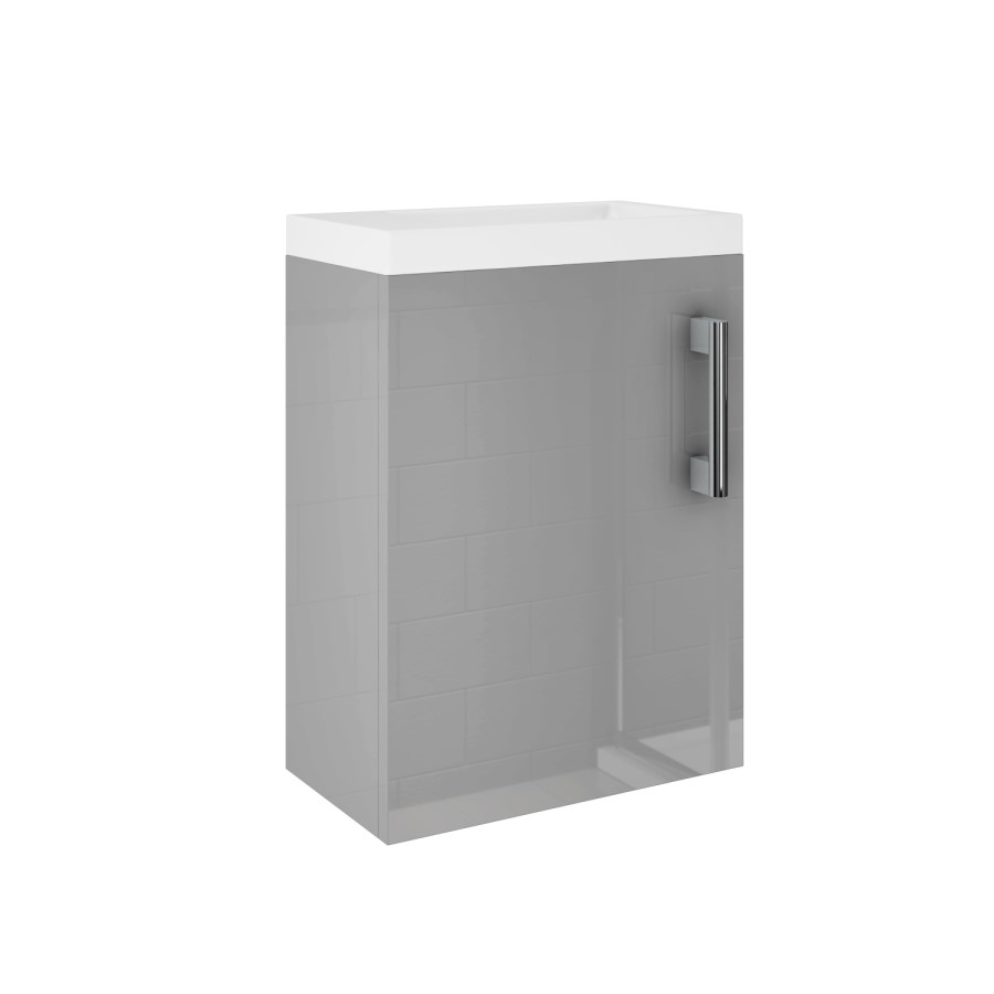 400mm Grey Wall Hung Cloakroom Vanity Unit with Basin - Ashford