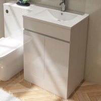 GRADE A1 - 600mm White Freestanding Vanity Unit with Basin - Florence GRADE A1 - 600mm White Freestanding Vanity Unit with Basin - Florence
