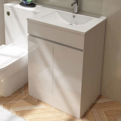 GRADE A1 - 600mm White Freestanding Vanity Unit with Basin - Florence