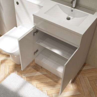 GRADE A1 - 600mm White Freestanding Vanity Unit with Basin - Florence