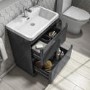 GRADE A1 600mm Dark Grey Freestanding Vanity Unit with Basin - Portland