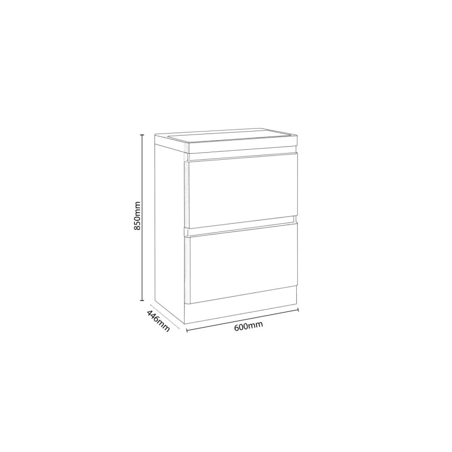 GRADE A1 600mm Dark Grey Freestanding Vanity Unit with Basin - Portland
