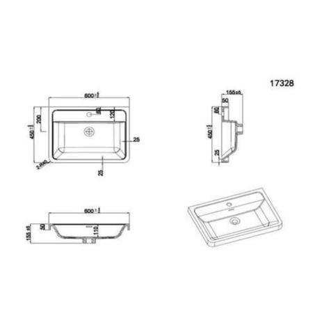 GRADE A1 600mm Dark Grey Freestanding Vanity Unit with Basin - Portland