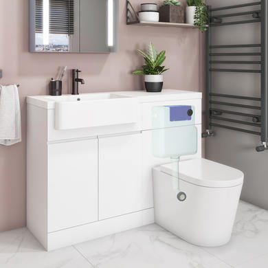 Grade A1 - Arissa Matt Black Pneumatic Push Button and Cistern