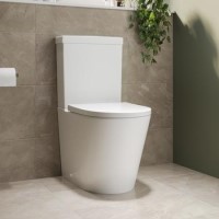 Grade A1 - Close Coupled Rimless Toilet with Soft Close Seat - Newport