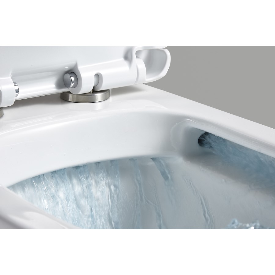 Grade A1 - Close Coupled Rimless Toilet with Soft Close Seat - Ashford