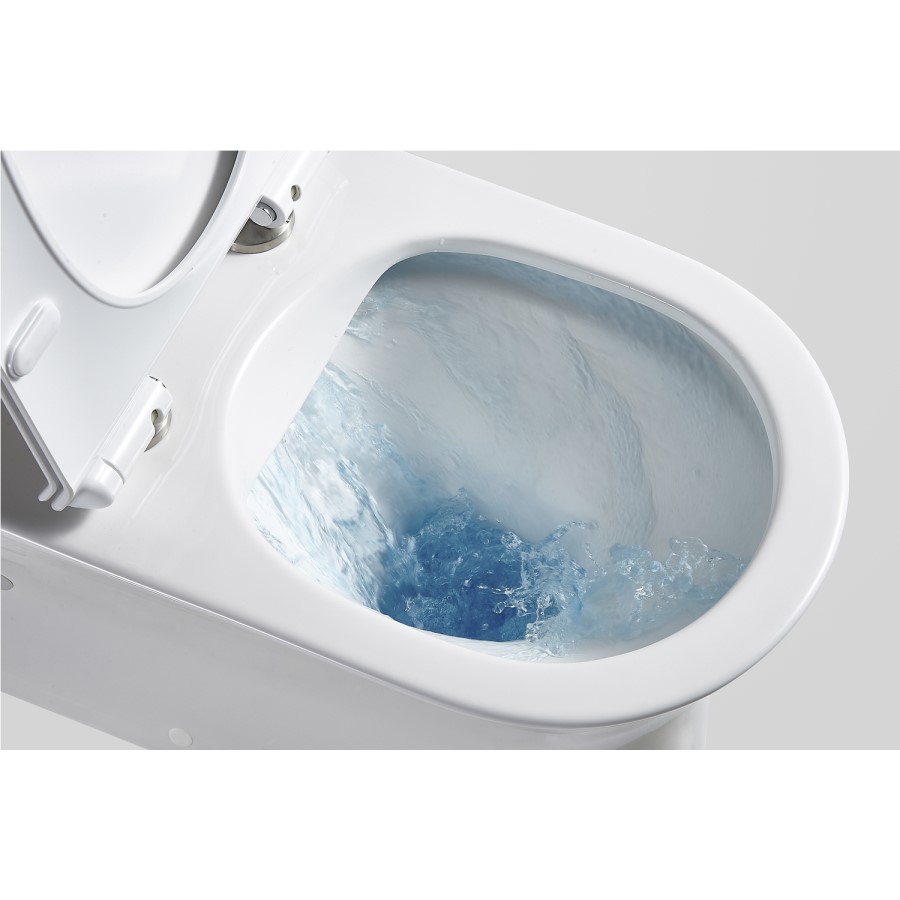 Grade A1 - Close Coupled Rimless Toilet with Soft Close Seat - Ashford