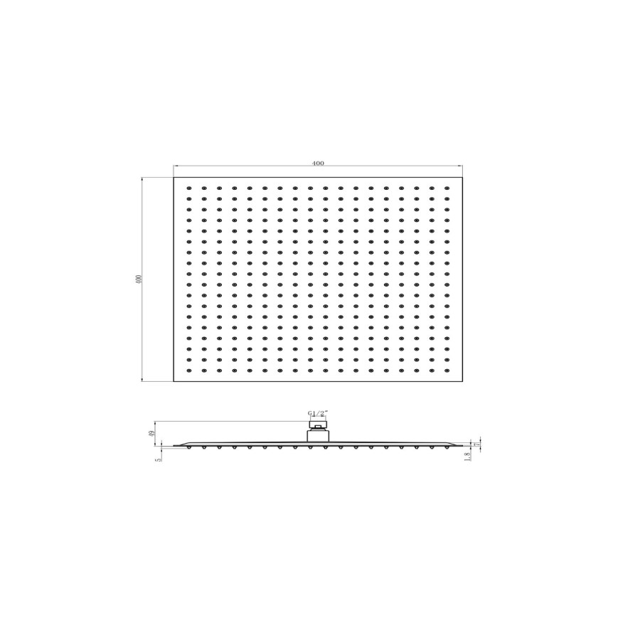 300mm Chrome Ultra Slim Square Rainfall Shower Head with Ceiling Arm