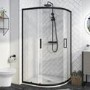 GRADE A1 - Black 1000 x 900 Offset Quadrant Shower Enclosure - Pavo