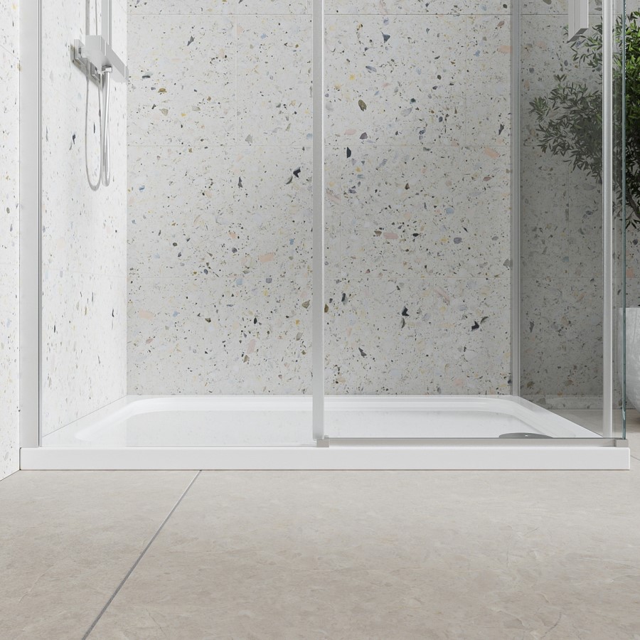 Grade A2 - 1000x800mm Frameless Rectangular Sliding Shower Enclosure with Shower Tray - Aquila