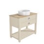 Grade A1 - 850mm Beige Traditional Freestanding Vanity Unit with Wood Effect Top and Chrome Handles - Kentmere