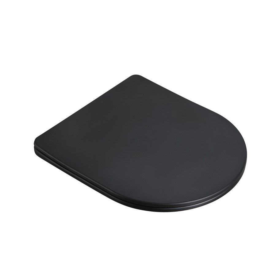 Matt Black Wall Hung Rimless Short Projection Toilet with Soft Close Seat – Verona