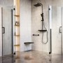 1200 x 1200mm Black Foldable Accessible Shower Enclosure with Black Grab Rails –  Mobility-Friendly Design