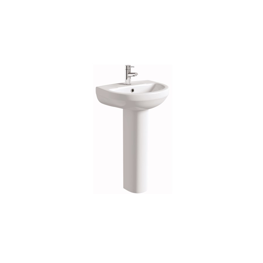 550mm Full Pedestal Basin with 1 Tap Hole - Addison