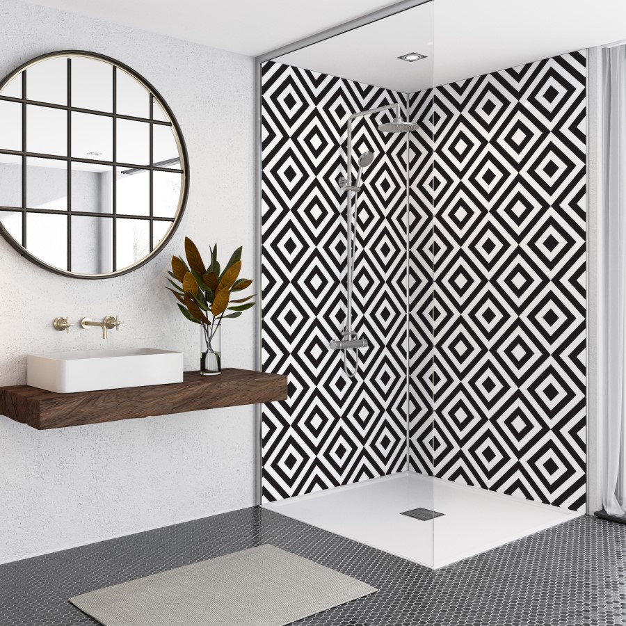 Black Diamond Acrylic Wall Panel 2440mm h x 1220mm w- Mermaid