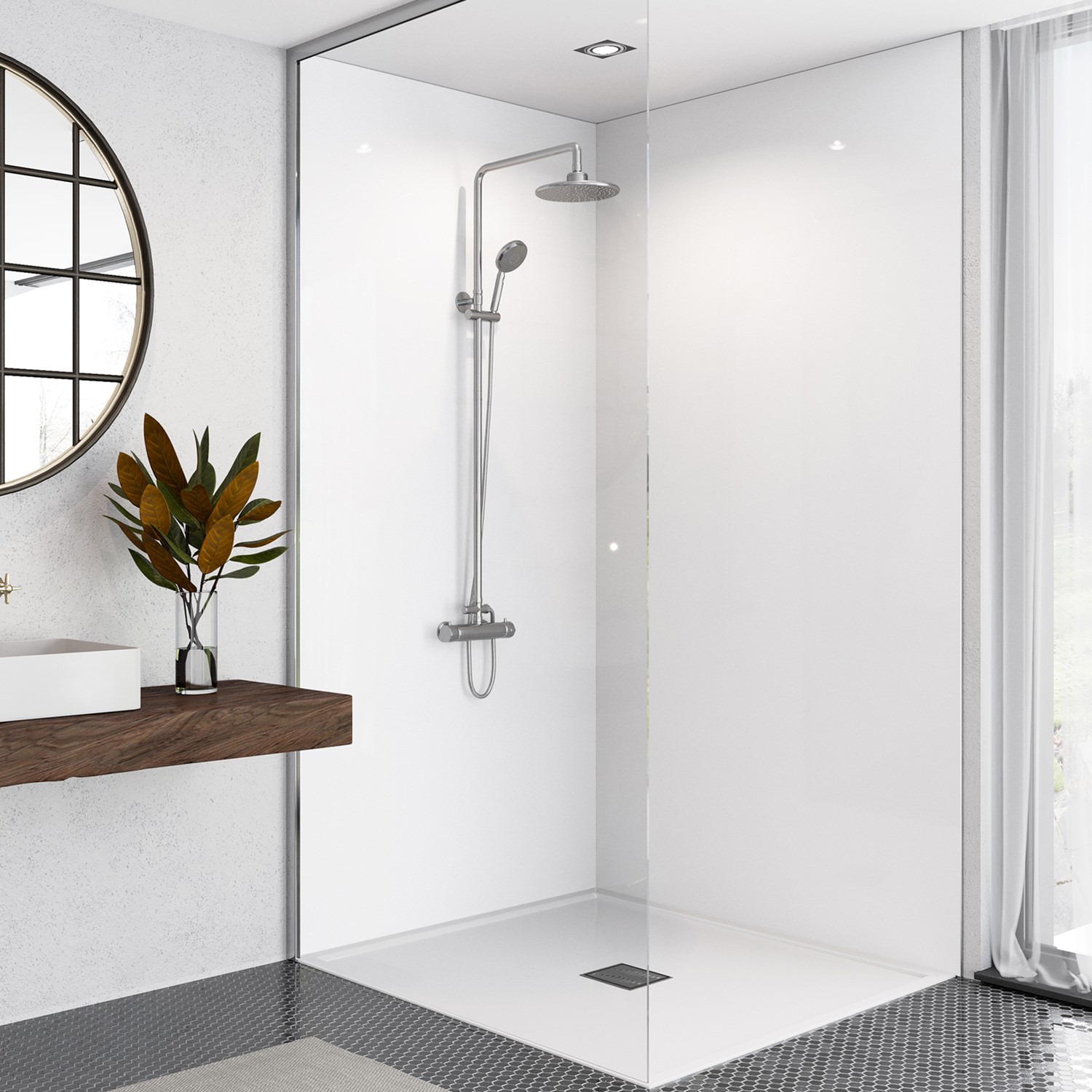 White Acrylic Wall Panel 2440mm h x 1200mm w - Mermaid - Better Bathrooms