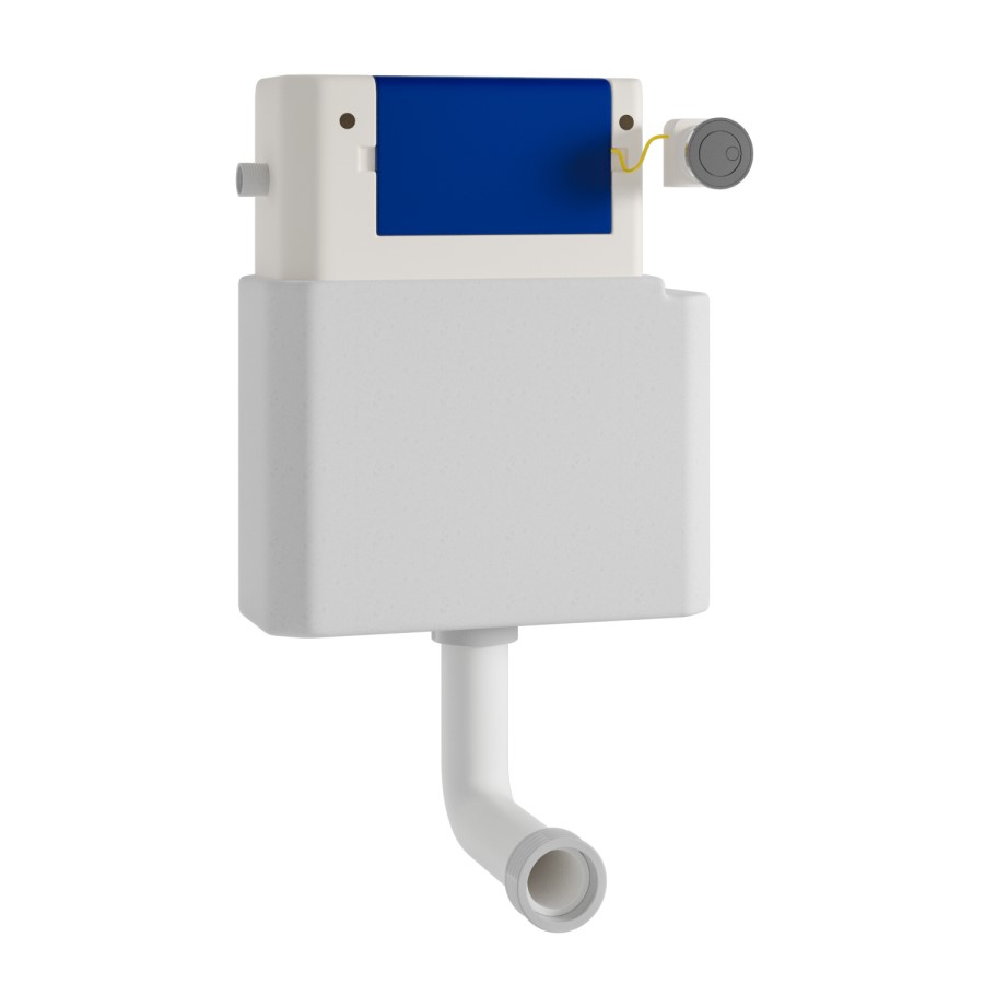 Albi Back to Wall Rimless Toilet with Soft Close Seat & Concealed Cistern With Chrome Push Button