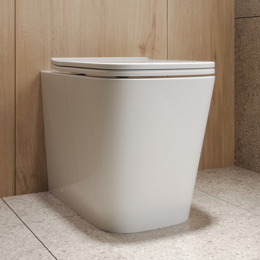 Albi Back to Wall Rimless Toilet with Soft Close Seat & Concealed Cistern With Matt Black Push Button