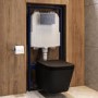 Matt Black Wall Hung Toilet with Soft Close Seat, Chrome Mechanical Flush Plate, 1168mm Frame & Cistern - Albi