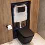 Matt Black Wall Hung Toilet with Soft Close Seat, Black Mechanical Flush Plate, 1168mm Frame & Cistern - Albi