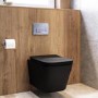 Matt Black Wall Hung Toilet with Soft Close Seat, Chrome Pneumatic Flush Plate, 820mm Frame & Cistern - Albi