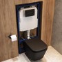 Matt Black Wall Hung Toilet with Soft Close Seat, Black Pneumatic Flush Plate, 1160mm Frame & Cistern - Albi