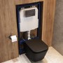 Matt Black Wall Hung Toilet with Soft Close Seat, Gunmetal Pneumatic Flush Plate, 1160mm Frame & Cistern - Albi