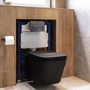Matt Black Wall Hung Toilet with Soft Close Seat, Gunmetal Pneumatic Flush Plate, 820mm Frame & Cistern - Albi