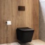 Matt Black Wall Hung Toilet with Soft Close Seat, Bronze Pneumatic Flush Plate, 1160mm Frame & Cistern - Albi
