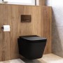 Matt Black Wall Hung Toilet with Soft Close Seat, Bronze Pneumatic Flush Plate, 820mm Frame & Cistern - Albi