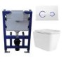Wall Hung Toilet with Soft Close Seat, White Glass Sensor Flush Plate, 820mm Frame & Cistern - Albi