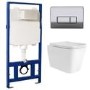 Albi Wall Hung Toilet 1160mm Pneumatic Frame & Cistern & Chrome Flush Plate