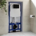 BUN/BeBa_25876/77215 1168mm Wall Hung Toilet Frame & Black Mechanical Flush Plate with Concealed Cistern - Zana