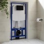 1168mm Wall Hung Toilet Frame & Black Mechanical Flush Plate with Concealed Cistern - Zana