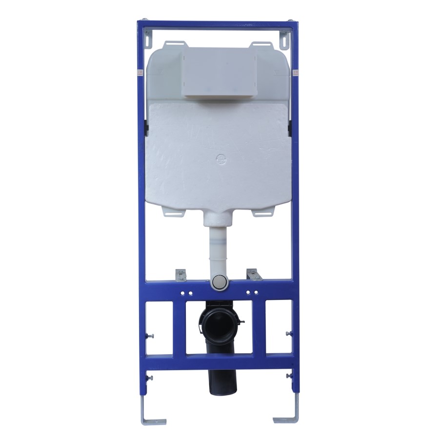 1168mm Wall Hung Toilet Frame & Black Mechanical Flush Plate with Concealed Cistern - Zana