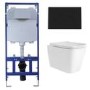 Albi Wall Hung Toilet 1160mm Mechanical WC Frame & Cistern & Black Mechanical Flush Plate