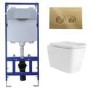 Wall Hung Toilet with Soft Close Seat, Mechanical Chrome Flush Plate, 1168mm Frame & Cistern - Albi