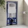 Wall Hung Toilet with Soft Close Seat, Mechanical Brushed Brass Flush Plate, 1168mm Frame & Cistern - Albi