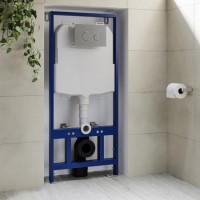 1168mm Wall Hung Toilet Frame & Chrome Mechanical Dual Flush Plate with Concealed Cistern - Zana 1168mm Wall Hung Toilet Frame & Chrome Mechanical Dual Flush Plate with Concealed Cistern - Zana