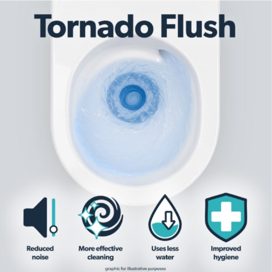 Wall Hung Rimless Toilet with Tornado Flush and Soft Close Seat - Albi