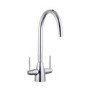 1.5 Bowl White Inset Composite Kitchen Sink and Reversible Drainer with Chrome Dual Lever kitchen Tap Set - Enza