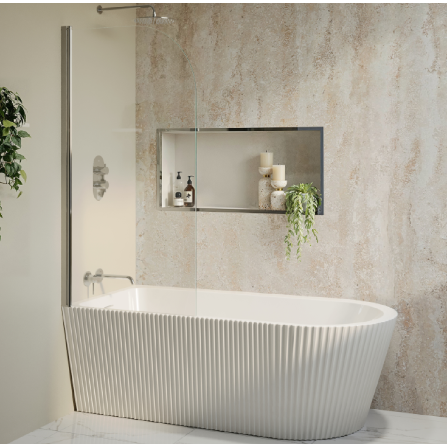 Amaro Freestanding Single Ended Left Hand Fluted Corner Bath 1650 X 800Mm DM623F-1650LH - Image 9