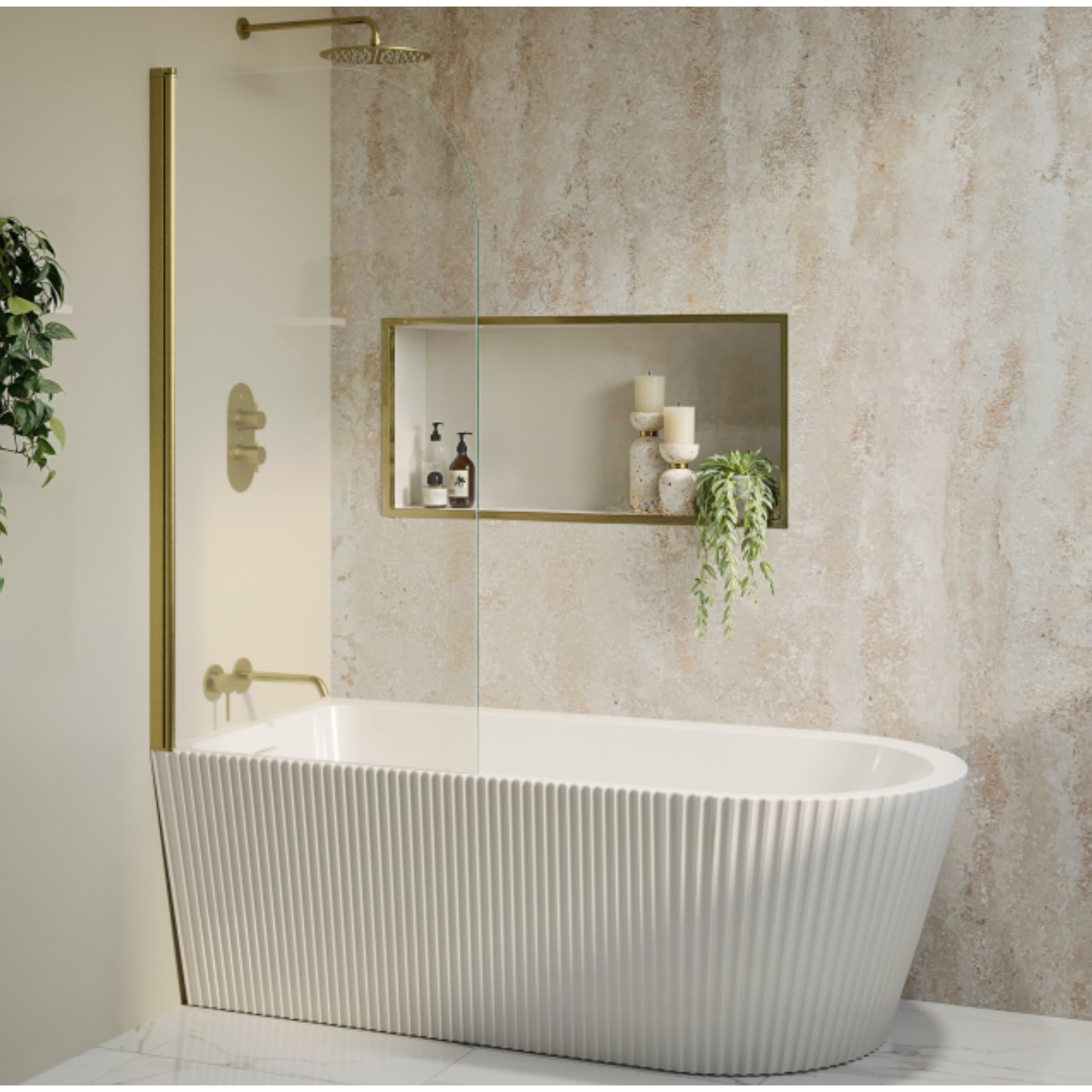 Amaro Freestanding Single Ended Left Hand Fluted Corner Bath 1650 X 800Mm DM623F-1650LH - Image 13