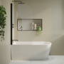 Grade A1 - Freestanding Shower Bath Single Ended Left Hand Corner with Black Bath Screen 1500 x 800mm - Amaro