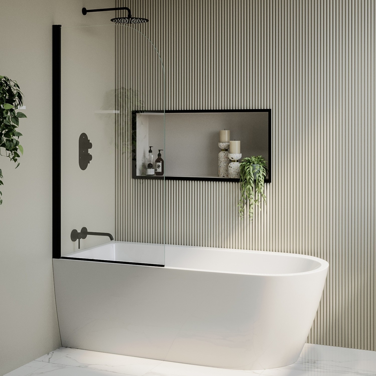 Amaro Freestanding Shower Bath Single Ended Left Hand Corner With Bath Screen 1650 X 800Mm BUN/AMALH1650/89194 - Image 3