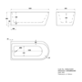Freestanding Shower Bath Single Ended Left Hand Corner with Brass Bath Screen 1650 x 800mm - Amaro