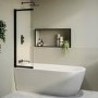 Freestanding Single Ended Left Hand Corner Shower Bath with Black Sliding Bath Screen 1650 x 800mm - Amaro