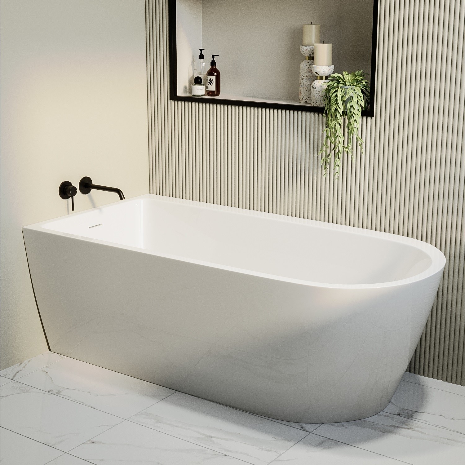 Amaro White Freestanding Single Ended Left Hand Corner Bath 1650 X 800Mm